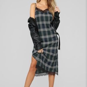 Plaid slip dress